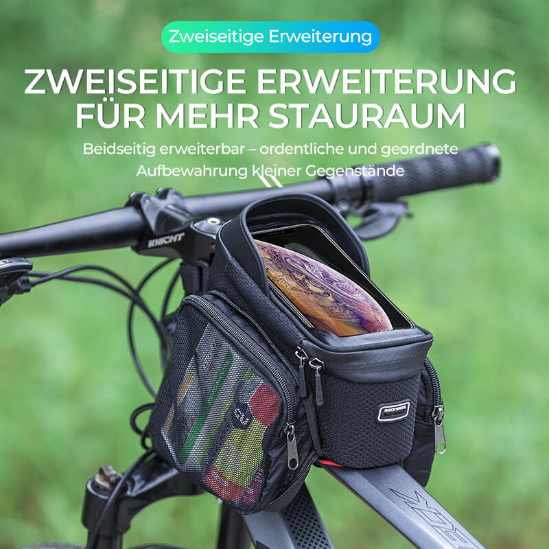 Taska fyrir snjallsíma efst á rörinu með regnhlíf