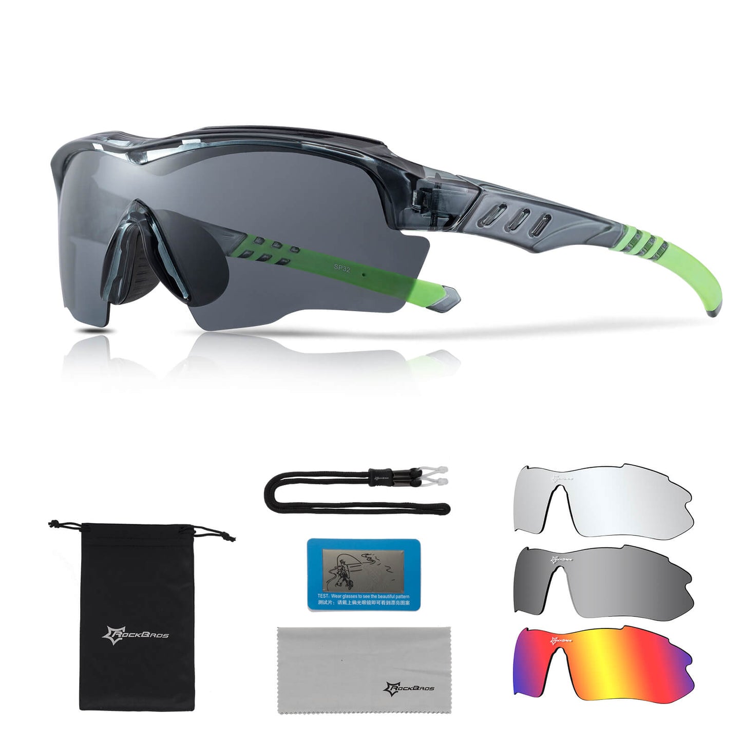 Polarized cycling glasses with interchangeable lenses, UV protection, unisex