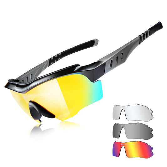 Polarized cycling glasses with interchangeable lenses, UV protection, unisex