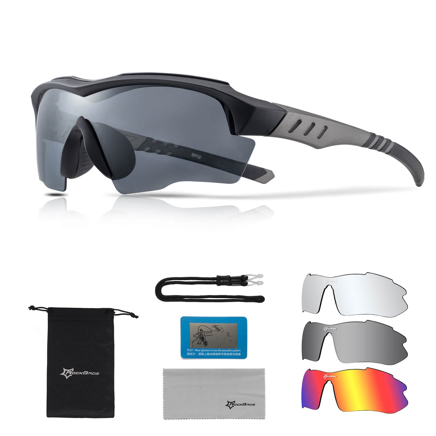 Polarized cycling glasses with interchangeable lenses, UV protection, unisex