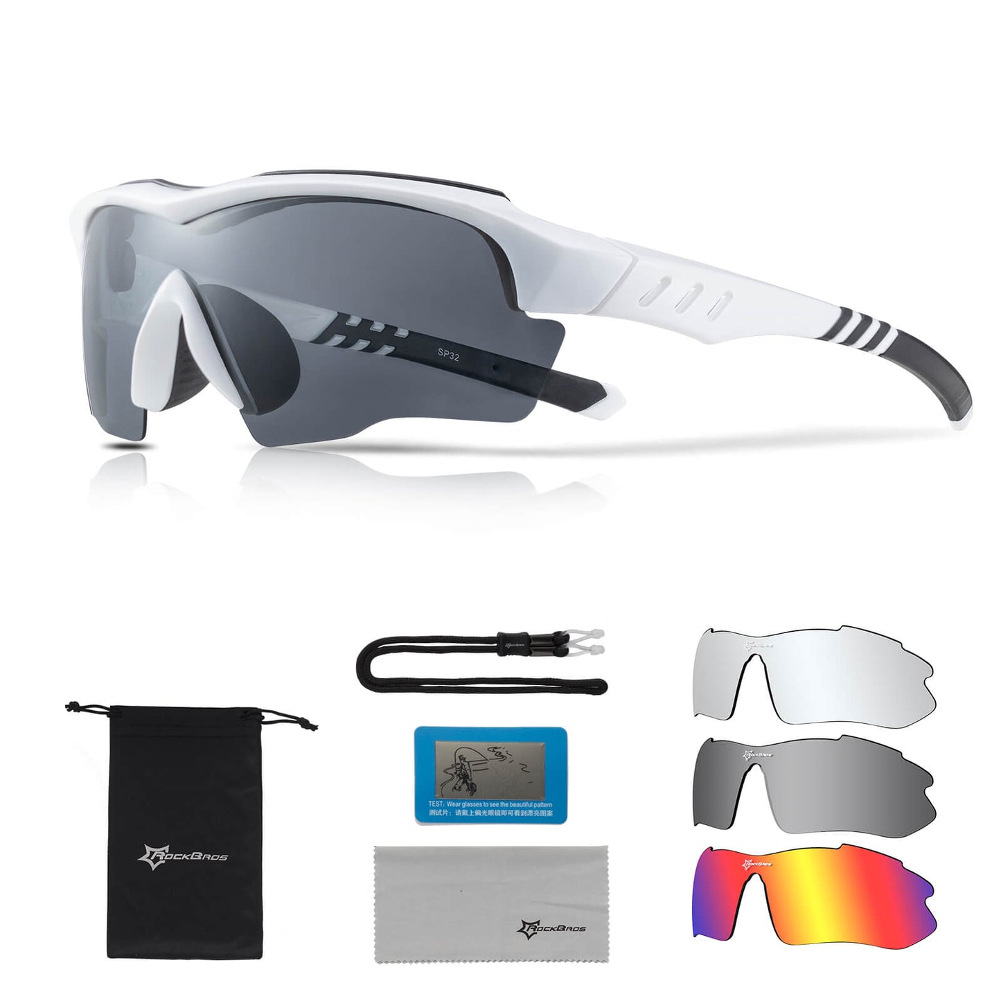 Polarized cycling glasses with interchangeable lenses, UV protection, unisex