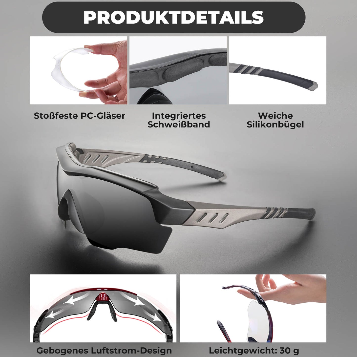 Polarized cycling glasses with interchangeable lenses, UV protection, unisex