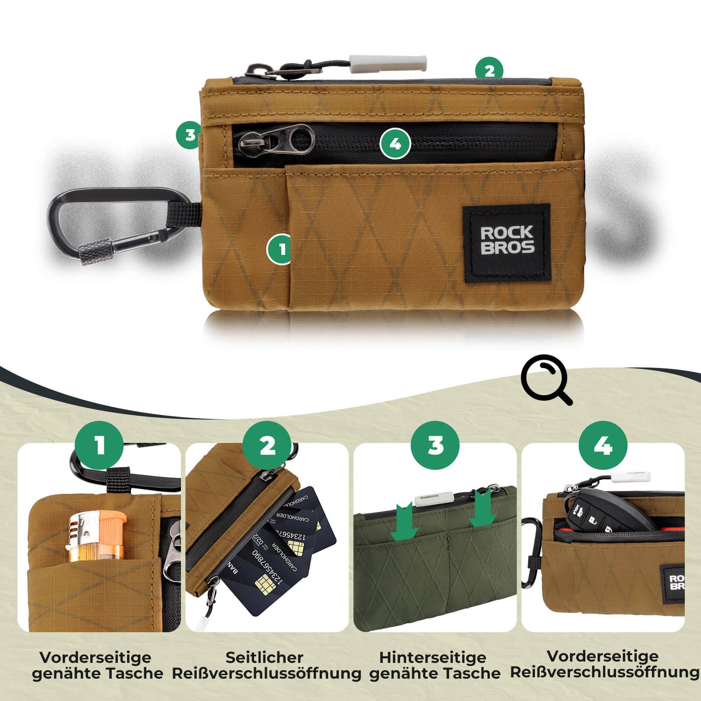 ROCKBROS Portemonnaie Geldbeutel Handytasche Tragbare mit Hängeschloss