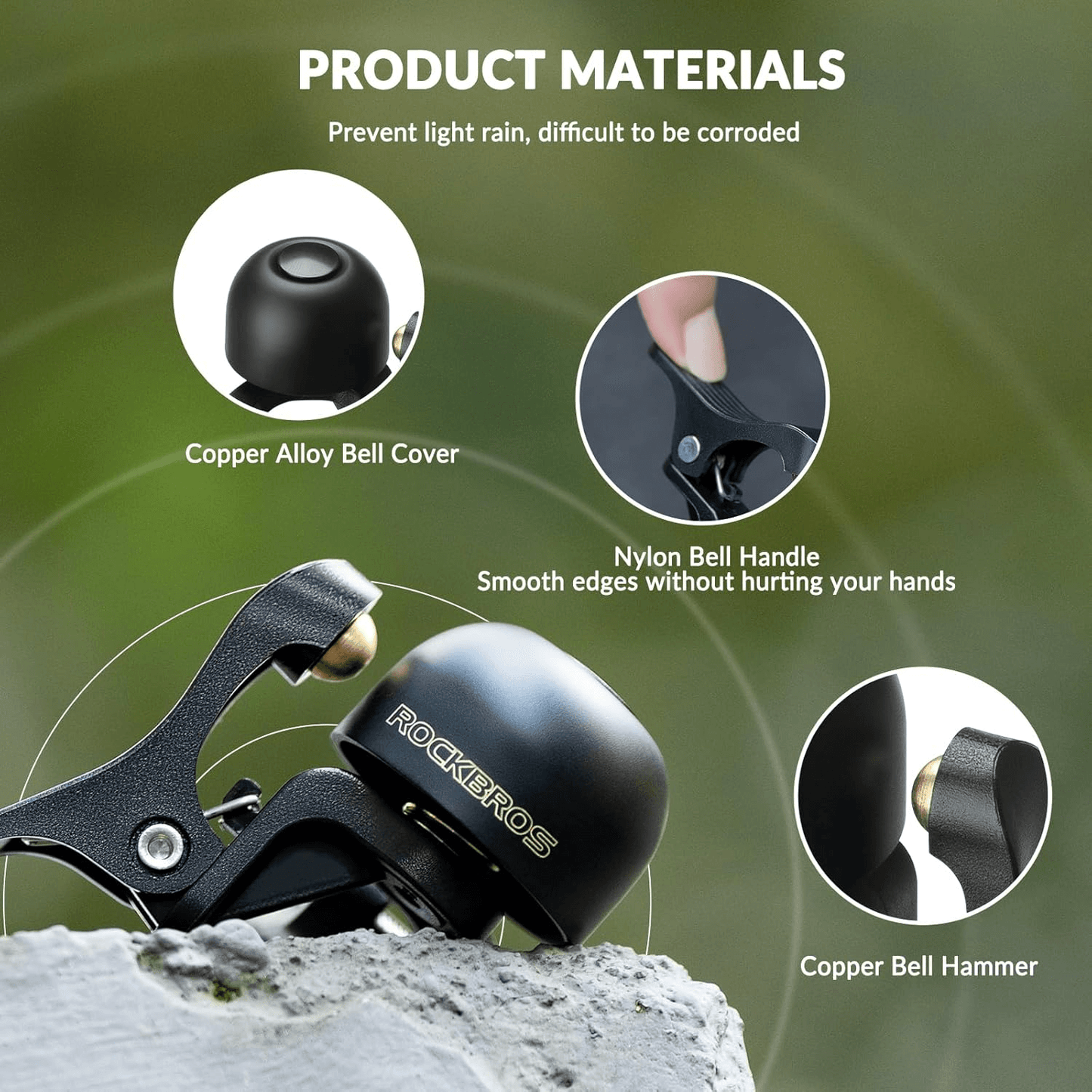 Hjólabjalla fyrir götuhjól 100dB fyrir sveigð stýri 22,2 mm