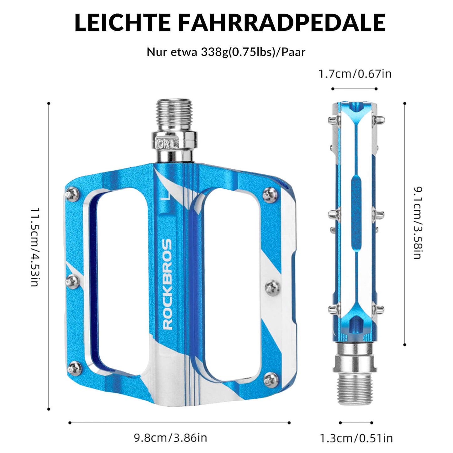 ROCKBROS Road Bike Pedals Aluminum Sealed Bearing 9/16 Inch 3 Colors