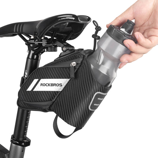 ROCKBROS Saddle Bag Bicycle Seat Bag with Bottle Holder Black 1L