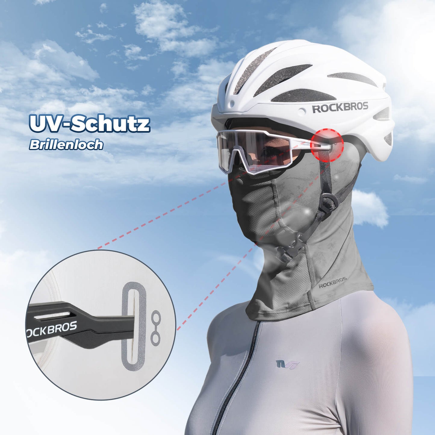 ROCKBROS Sommer Sturmhaube UPF40+ Balaclava Gesichtsmaske Schnelltrocknend