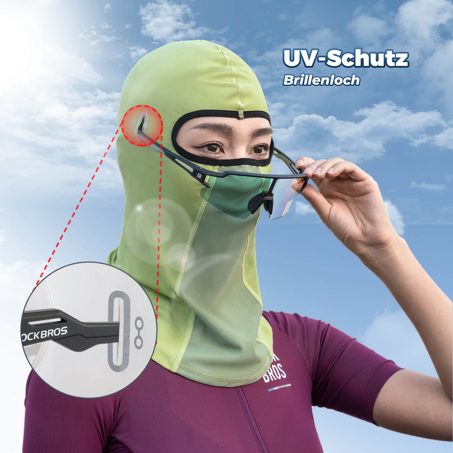 ROCKBROS Sommer Sturmhaube UPF40+ Balaclava Gesichtsmaske Schnelltrocknend