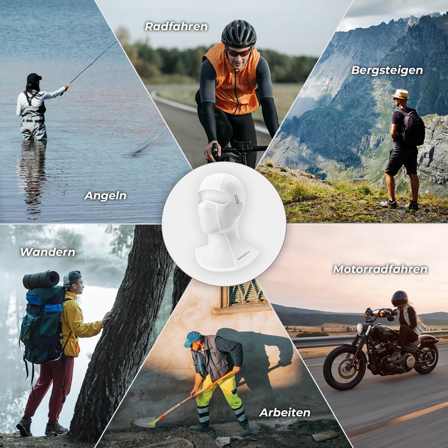 ROCKBROS Sommer Sturmhaube UPF40+ Balaclava Gesichtsmaske Schnelltrocknend