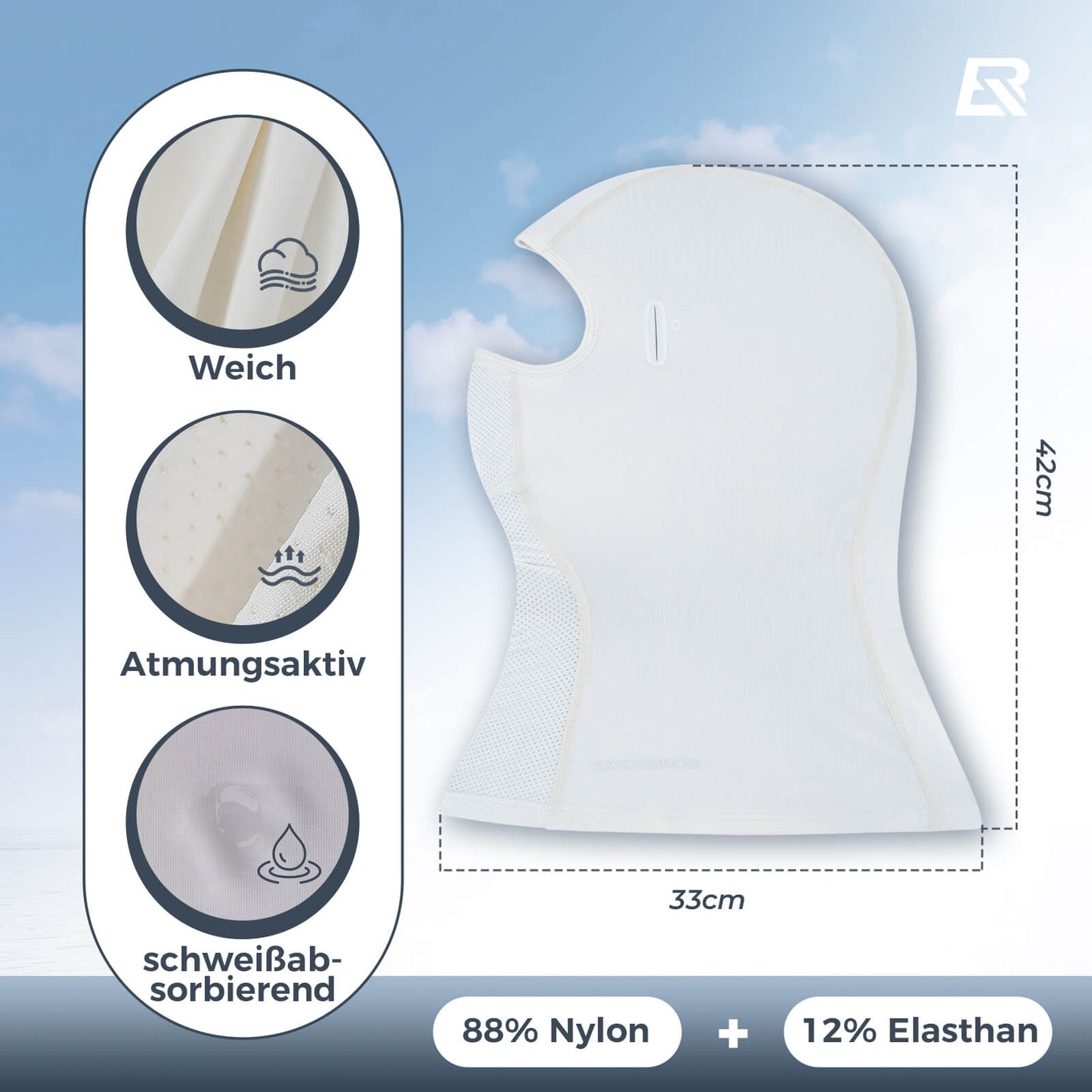 ROCKBROS Sommer Sturmhaube UPF40+ Balaclava Gesichtsmaske Schnelltrocknend