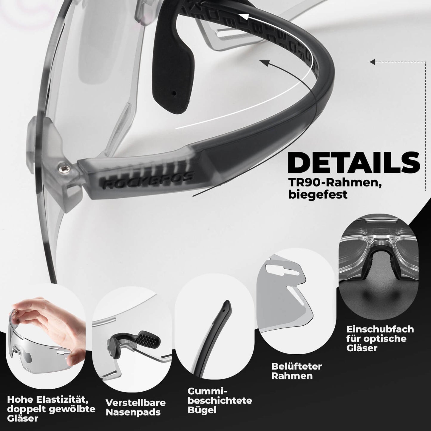 ROCKBROS Sunglasses Windproof Cycling Glasses for Outdoor Sports