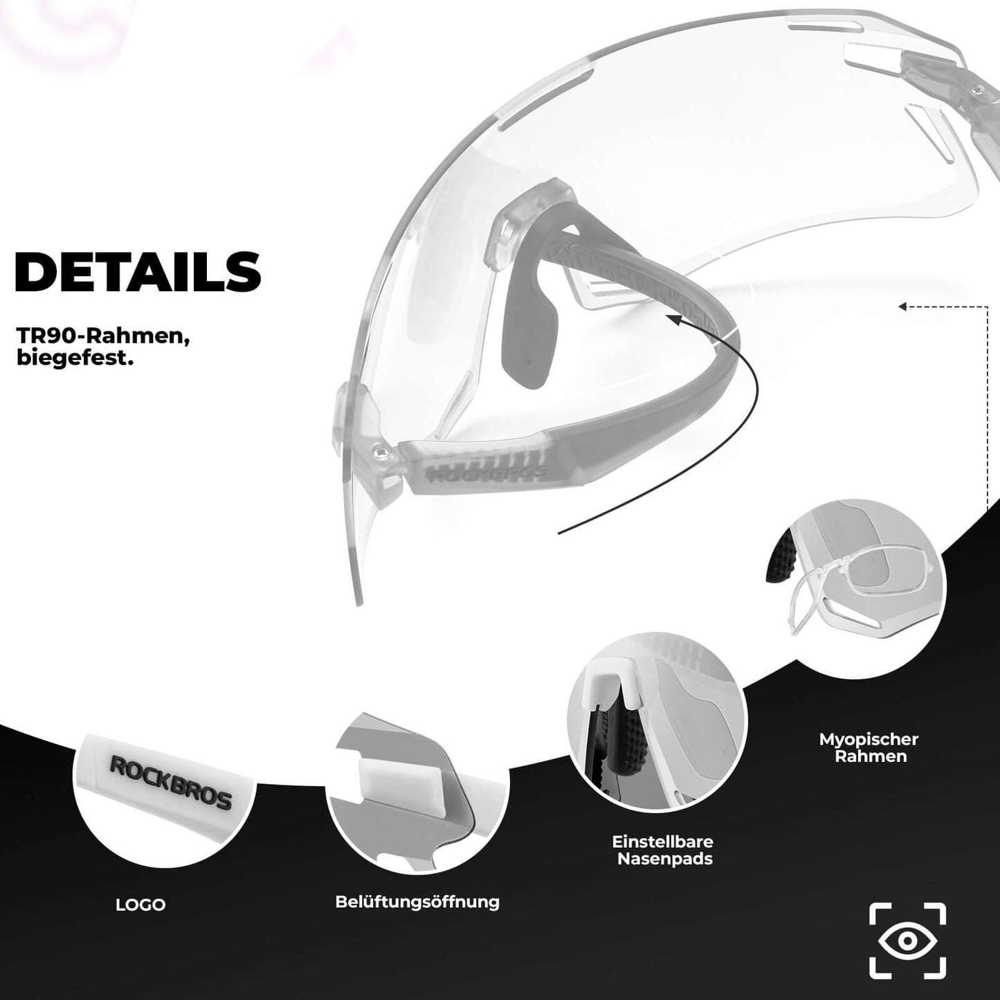 ROCKBROS Sunglasses Windproof Cycling Glasses for Outdoor Sports