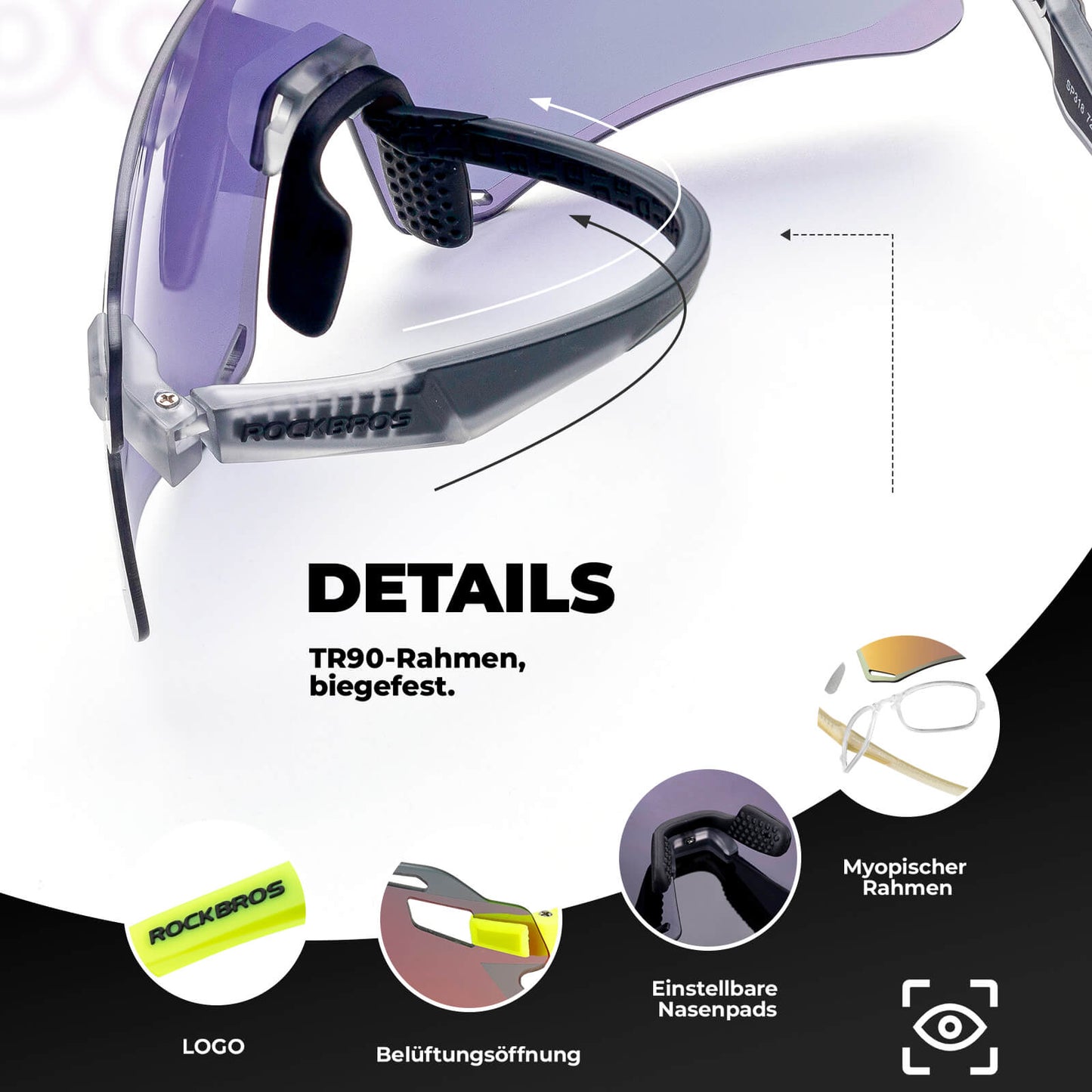 ROCKBROS Sunglasses Windproof Cycling Glasses for Outdoor Sports