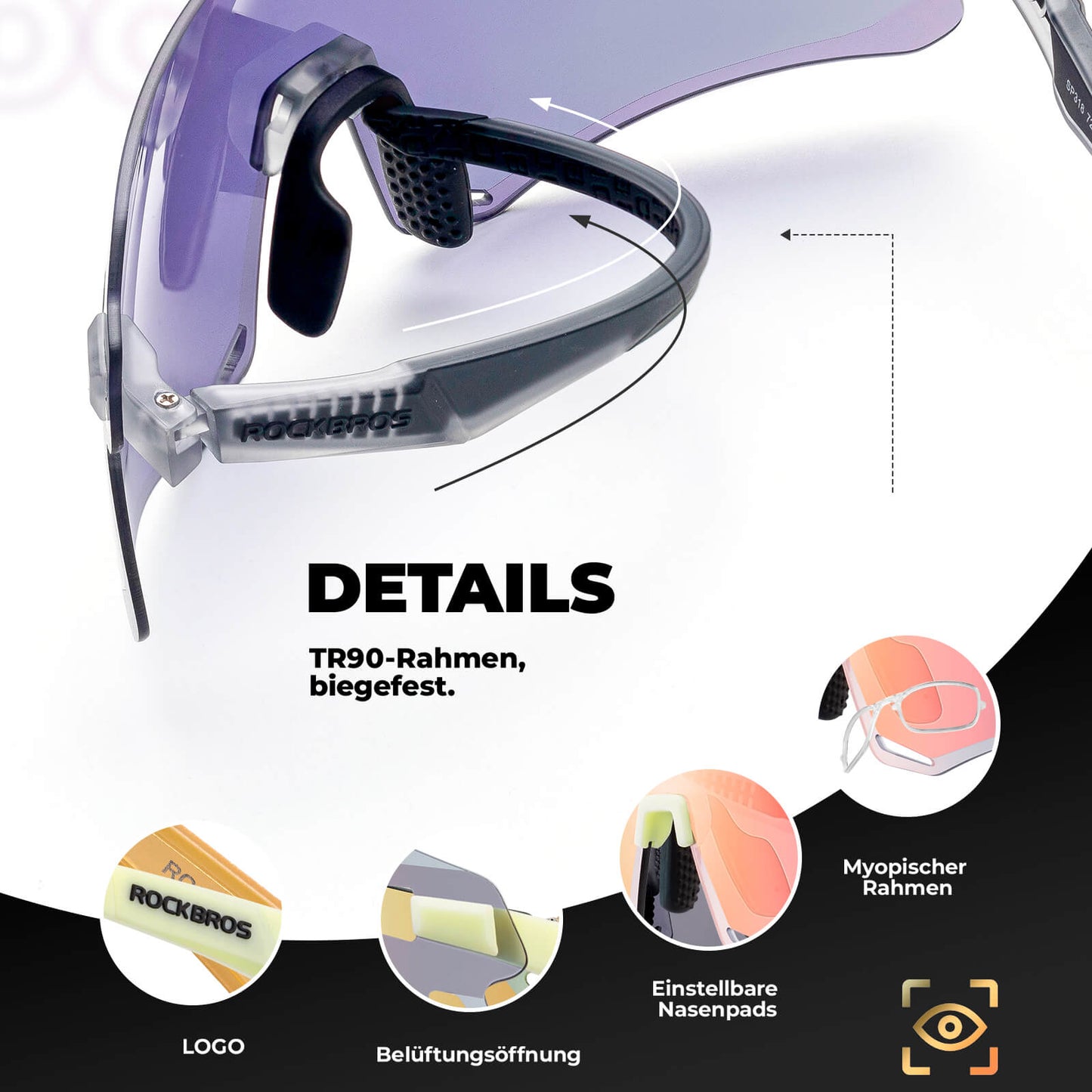 ROCKBROS Sunglasses Windproof Cycling Glasses for Outdoor Sports