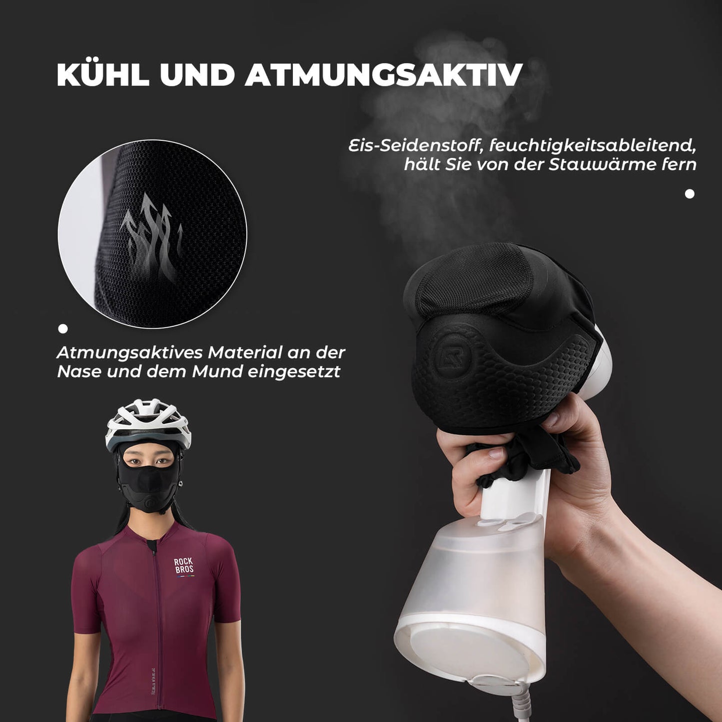 ROCKBROS Sturmhauben mit Polstern Balaclava Sommer Gesichtsschutz Elastisch