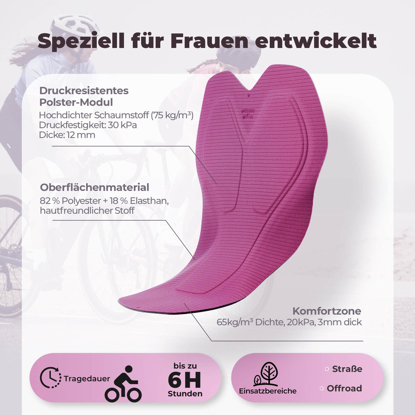 TVI Damen 2 in 1 Fahrradrock Kurze Gepolstert Radlerhose mit Tasche