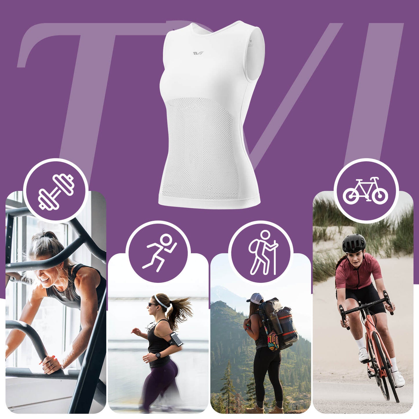 TVI Women's Sleeveless Cycling Jersey Bike Vest Summer