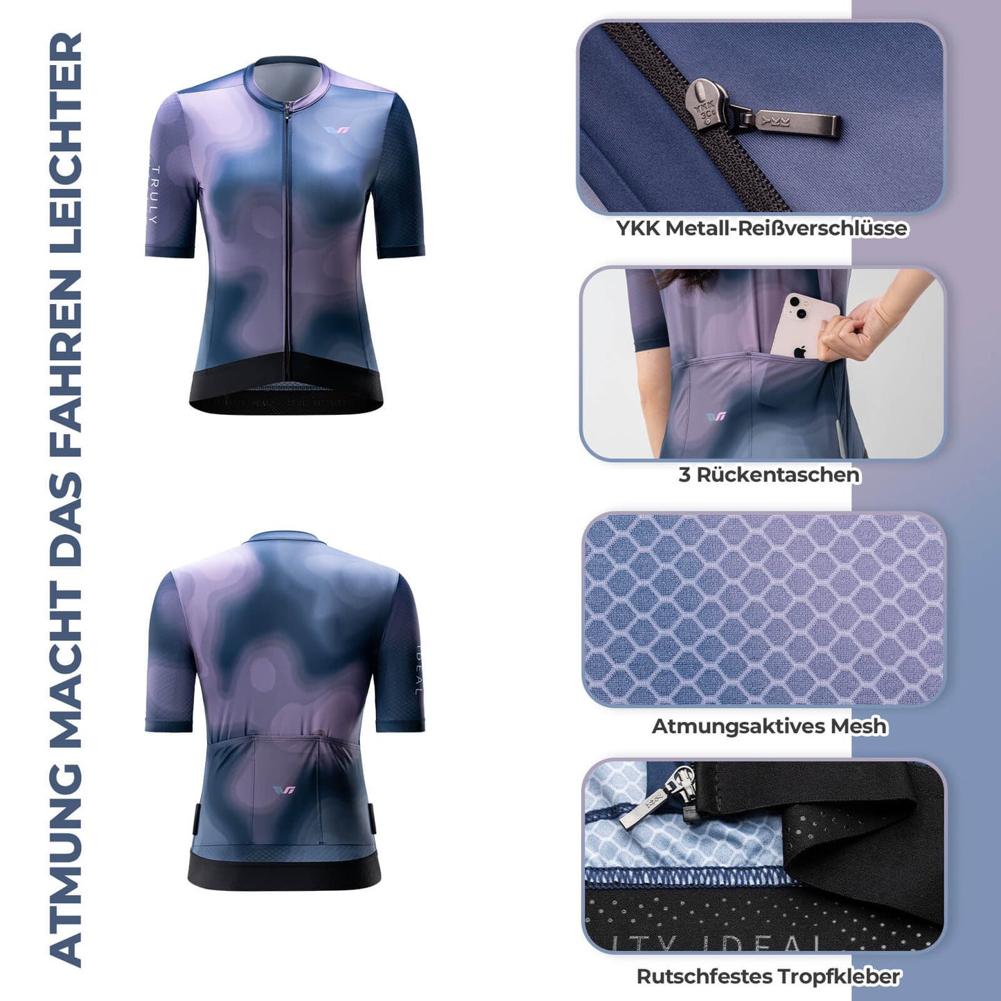 ROCKBROS TVI Women's Short Sleeve Cycling Jersey Summer Quick-Drying with 3 Pockets