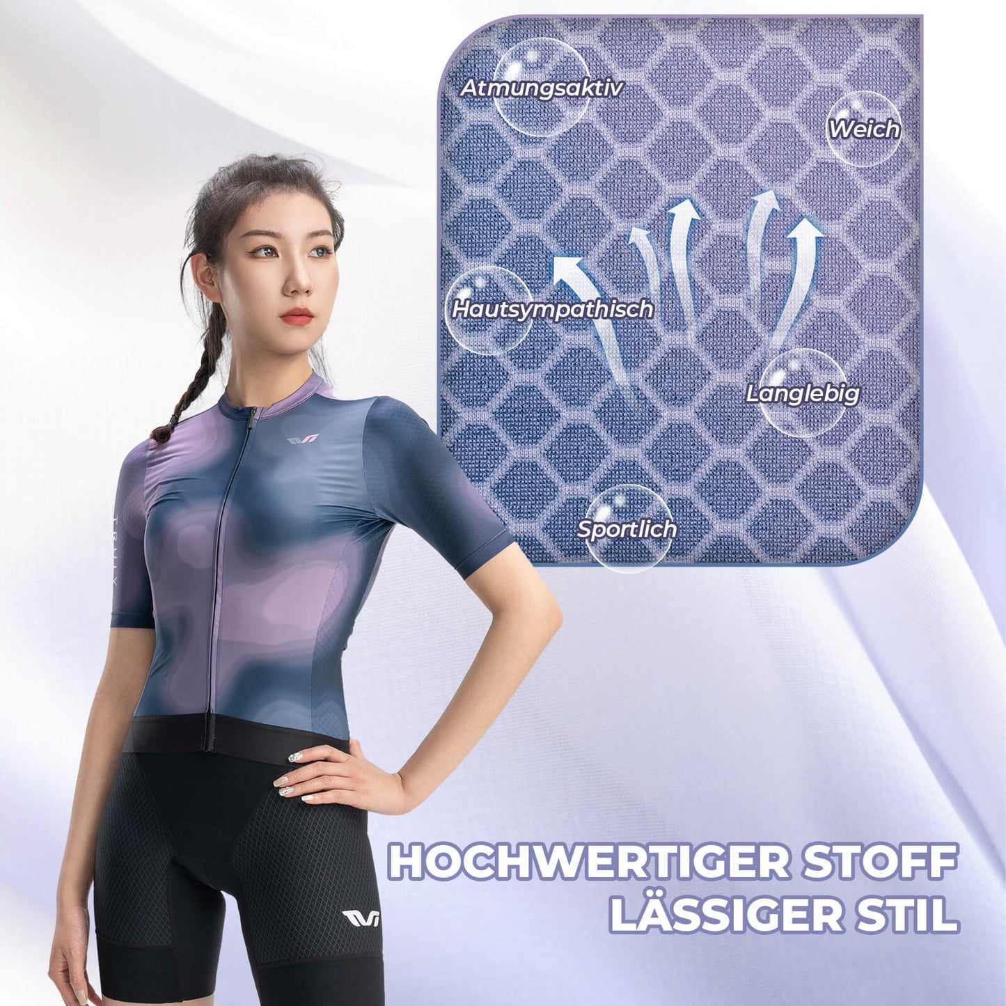 ROCKBROS TVI Women's Short Sleeve Cycling Jersey Summer Quick-Drying with 3 Pockets