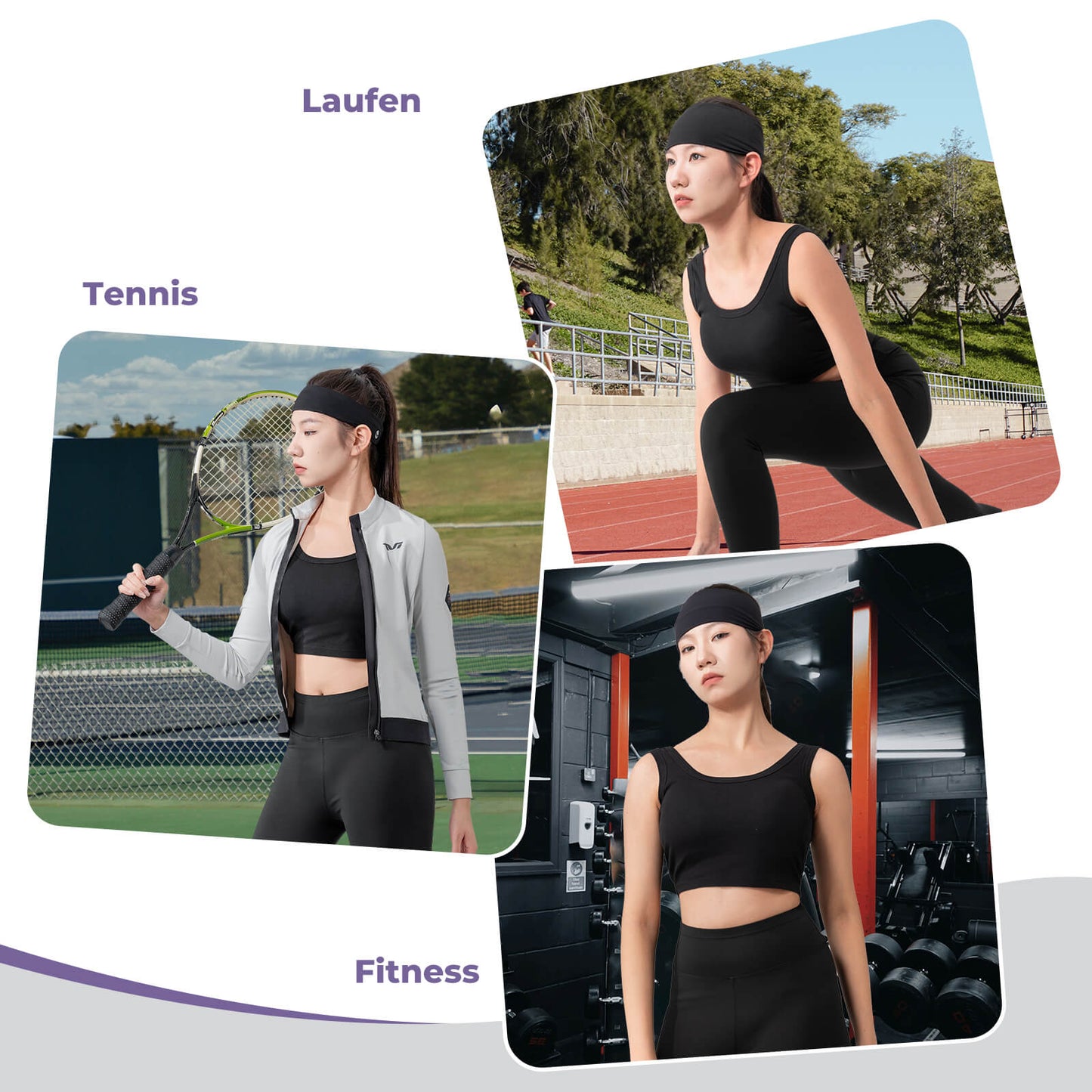 TVI Höfuðbönd Íþróttahöfuðband fyrir konur Teygjanlegt