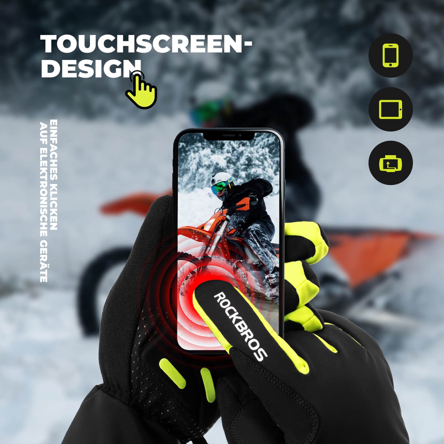 ROCKBROS Winter Beheizte Fahrradhandschuhe Touchscreen Handschuhe M-2XL