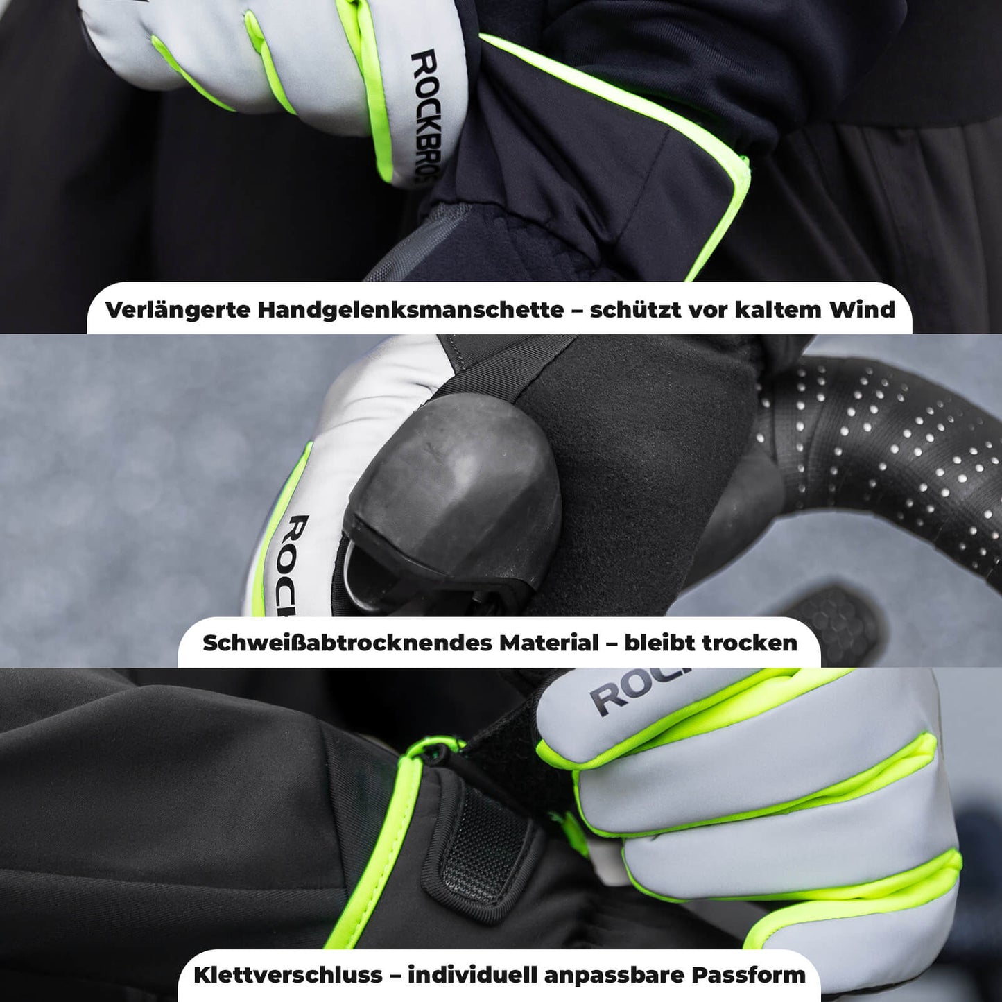 Vetrarhjólahanskar, hlýir með snertiskjá, vindheldir