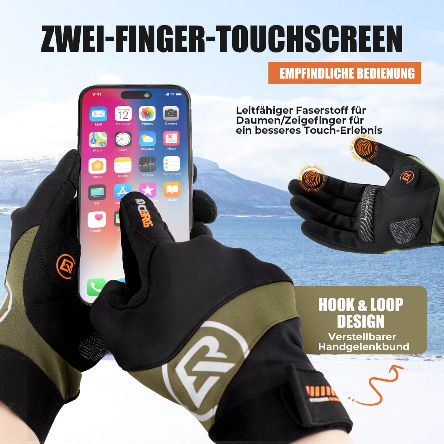 Winter cycling gloves touchscreen compatible