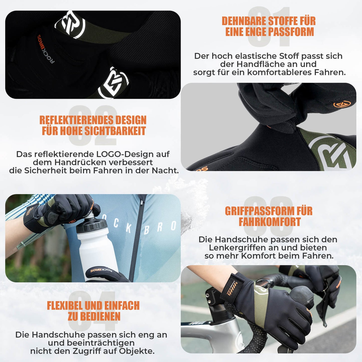 Winter cycling gloves touchscreen compatible