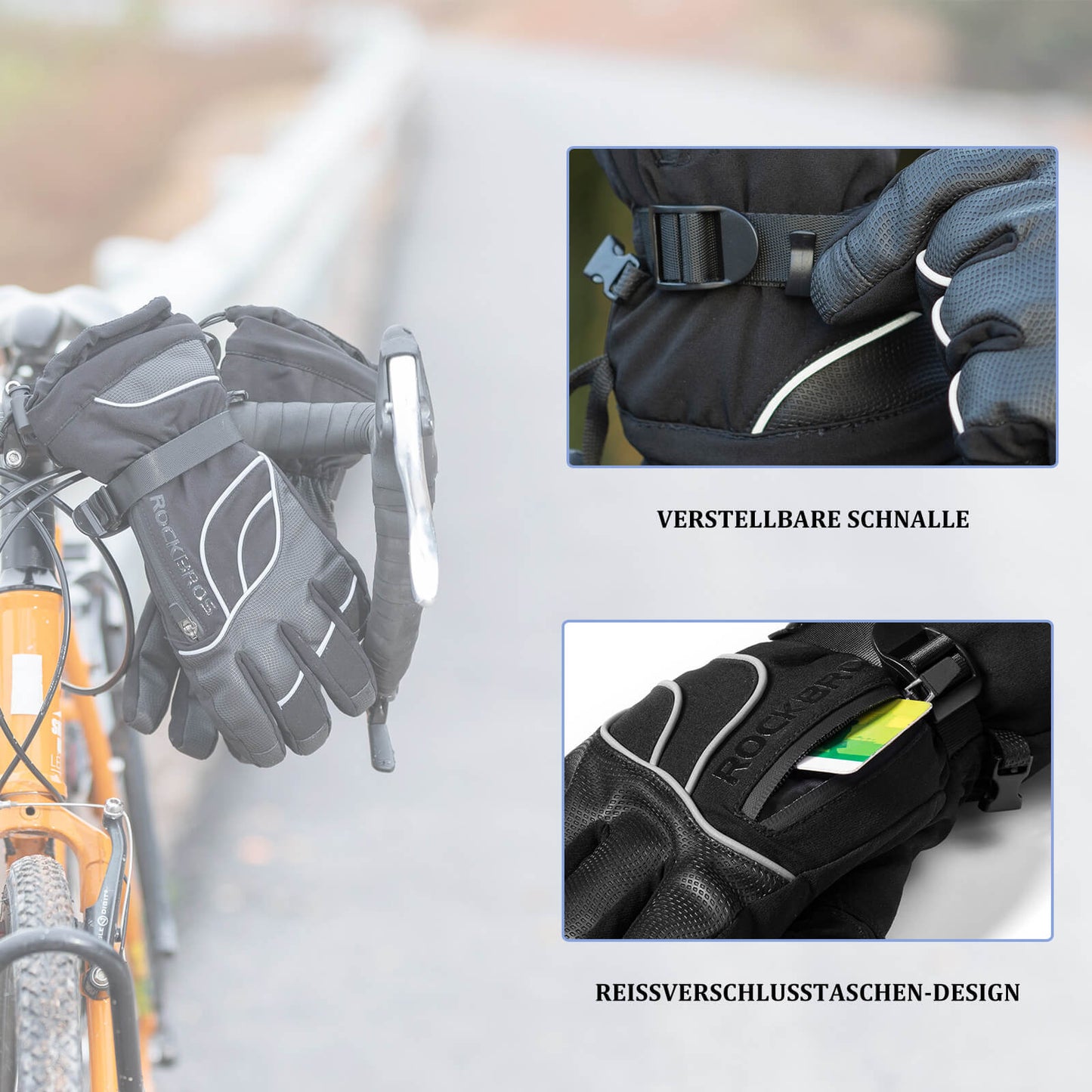 ROCKBROS Vetrarhanskar Hlýir skíðahanskar Vindheldir -20℃ M-XL