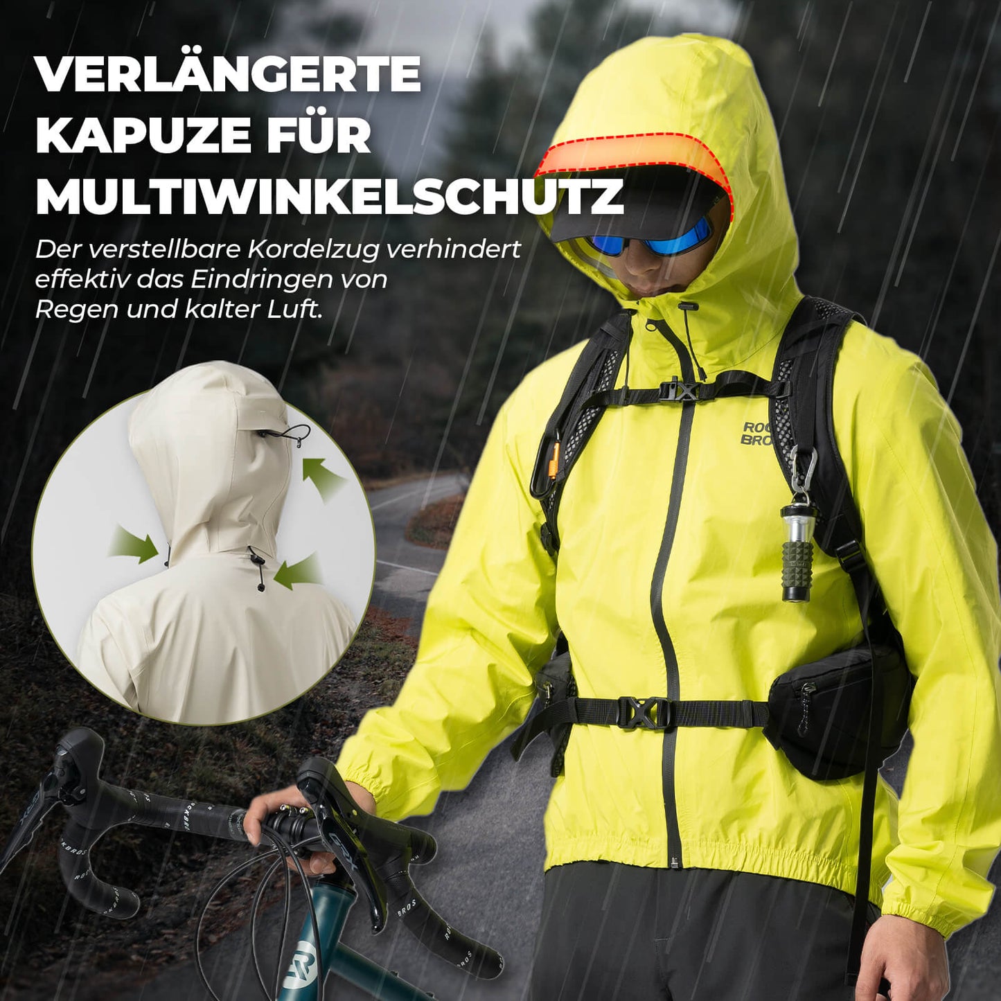 Neon Gelb Jacke Regenjacke Leicht Wasserdicht 0-15° Herren/Damen