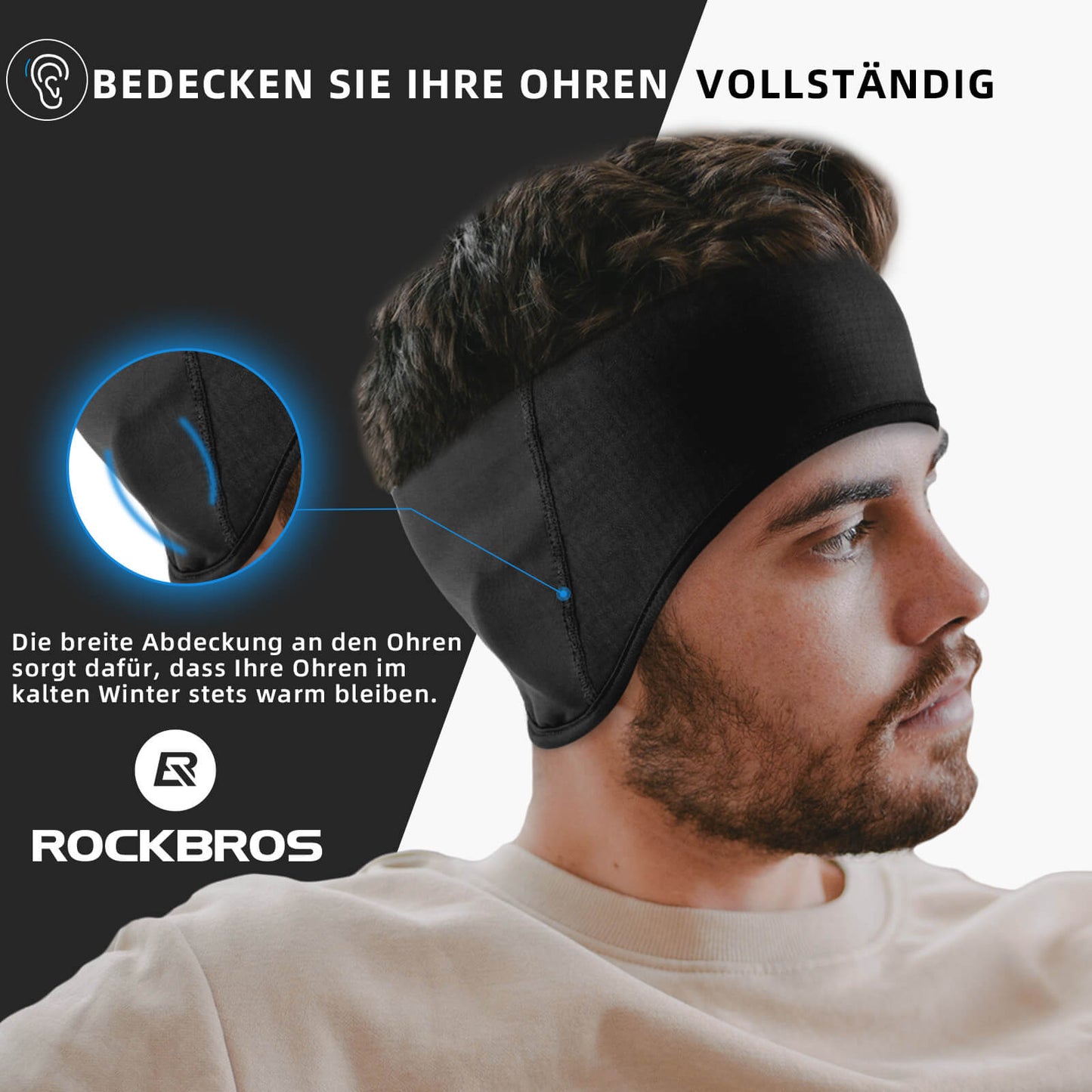 ROCKBROS Winter Thermo Radfahren Ohrwärmer Stirnbänder für Männer Frauen