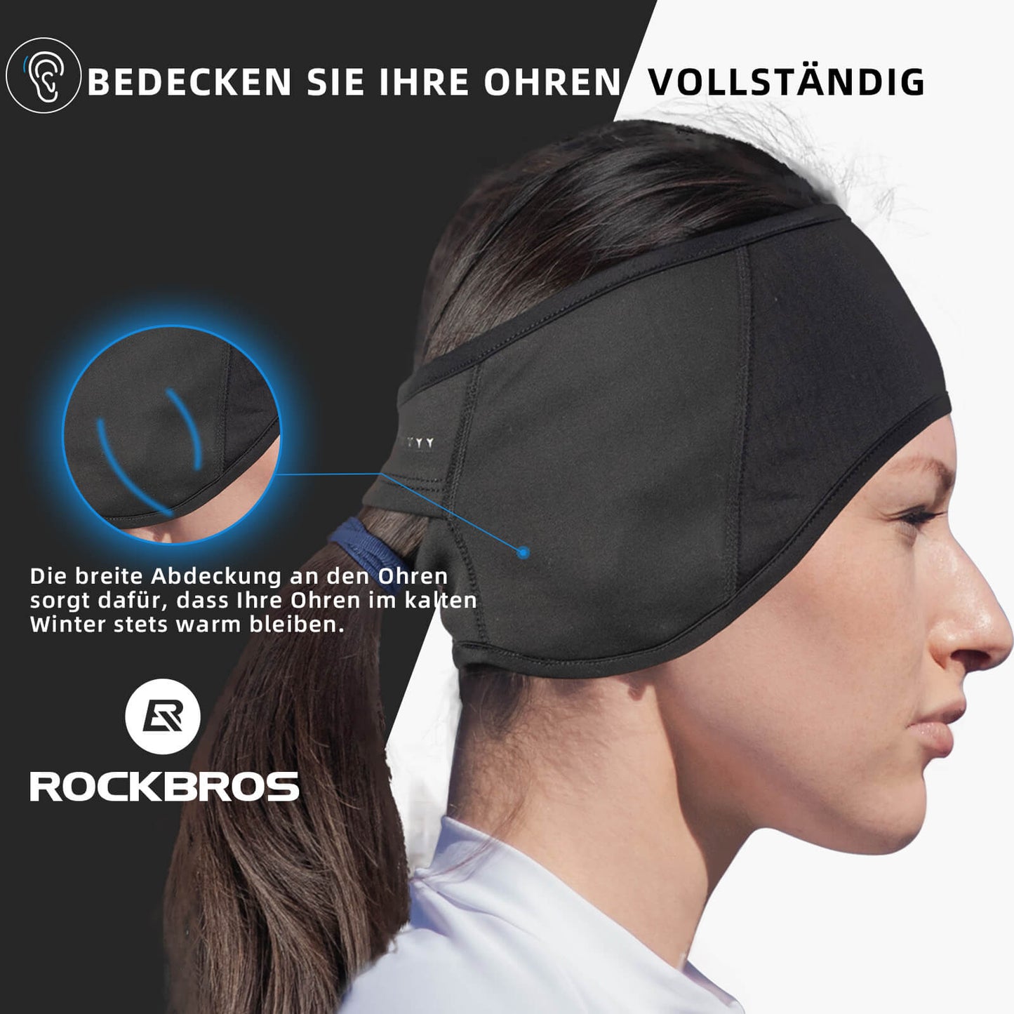ROCKBROS Winter Thermo Radfahren Ohrwärmer Stirnbänder für Männer Frauen
