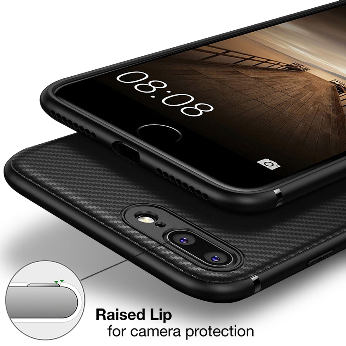 NALIA Case for iPhone 8 Plus / 7 Plus, Slim Phone Case Cover Carbon Look