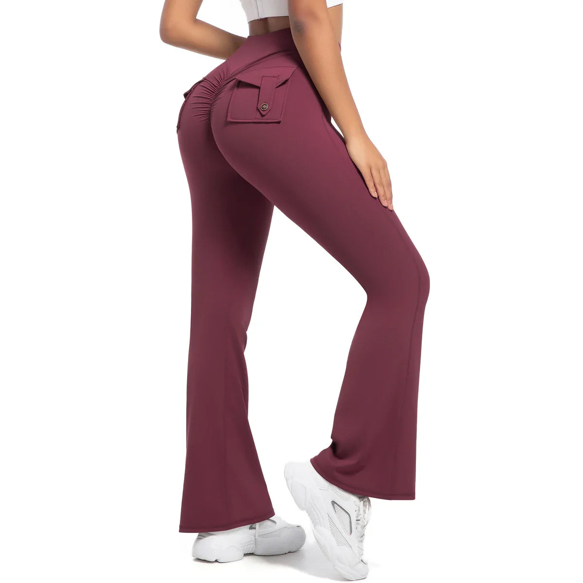 Leggings með víðvaxnum vösum fyrir konur, há mitti, öndunarvænar götustíll