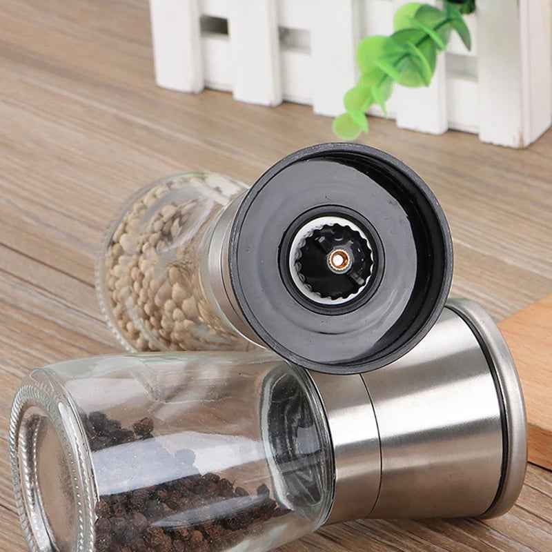 Stainless Steel Mill Glass Body Spice Salt and Pepper Grinder