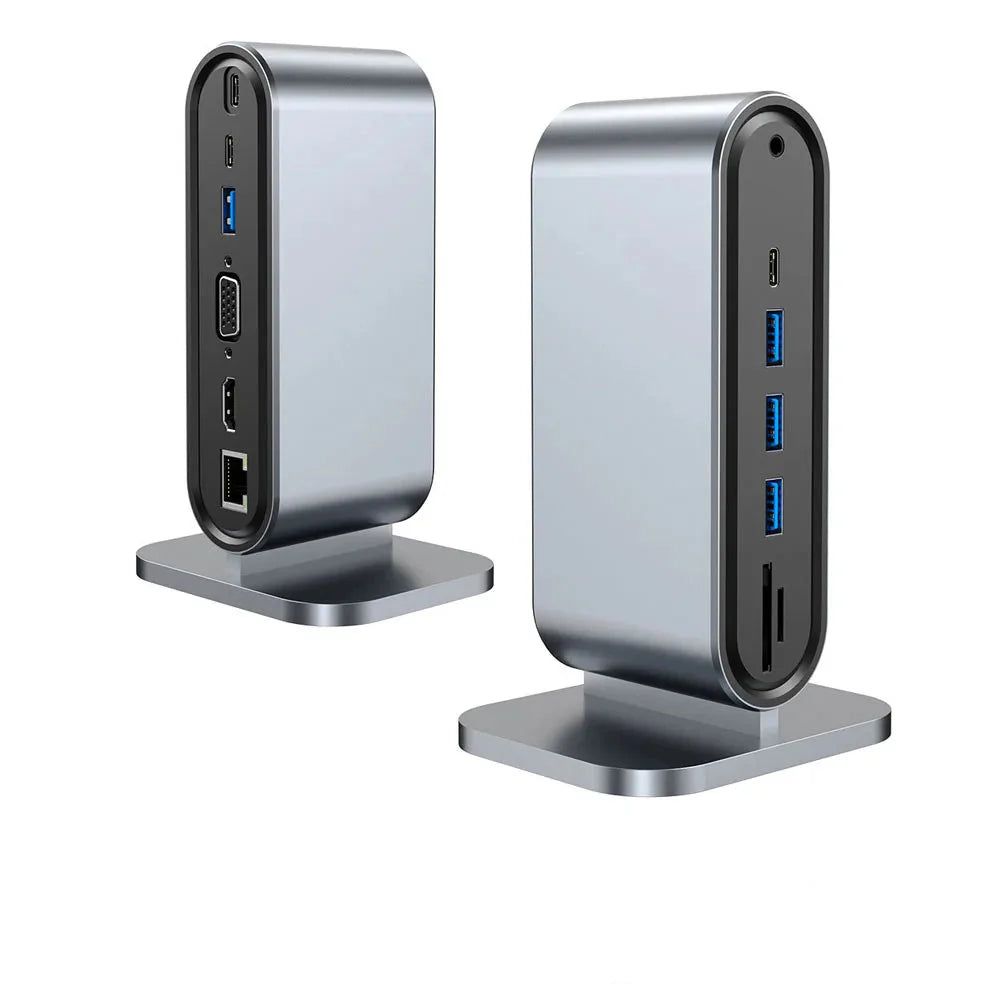 USB C tengikví með HDMI 4K, hleðslutæki fyrir aflgjafa, Ethernet tengi, VGA, SD kortalesara