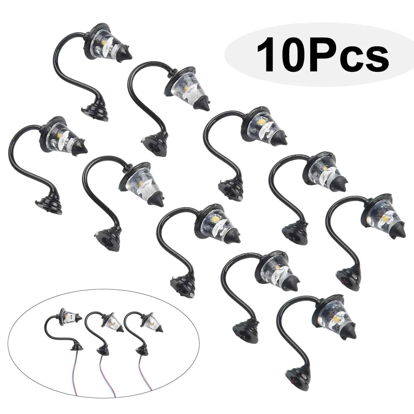 10pcs Wall Lamps LED Street Lamps 1:87 HO