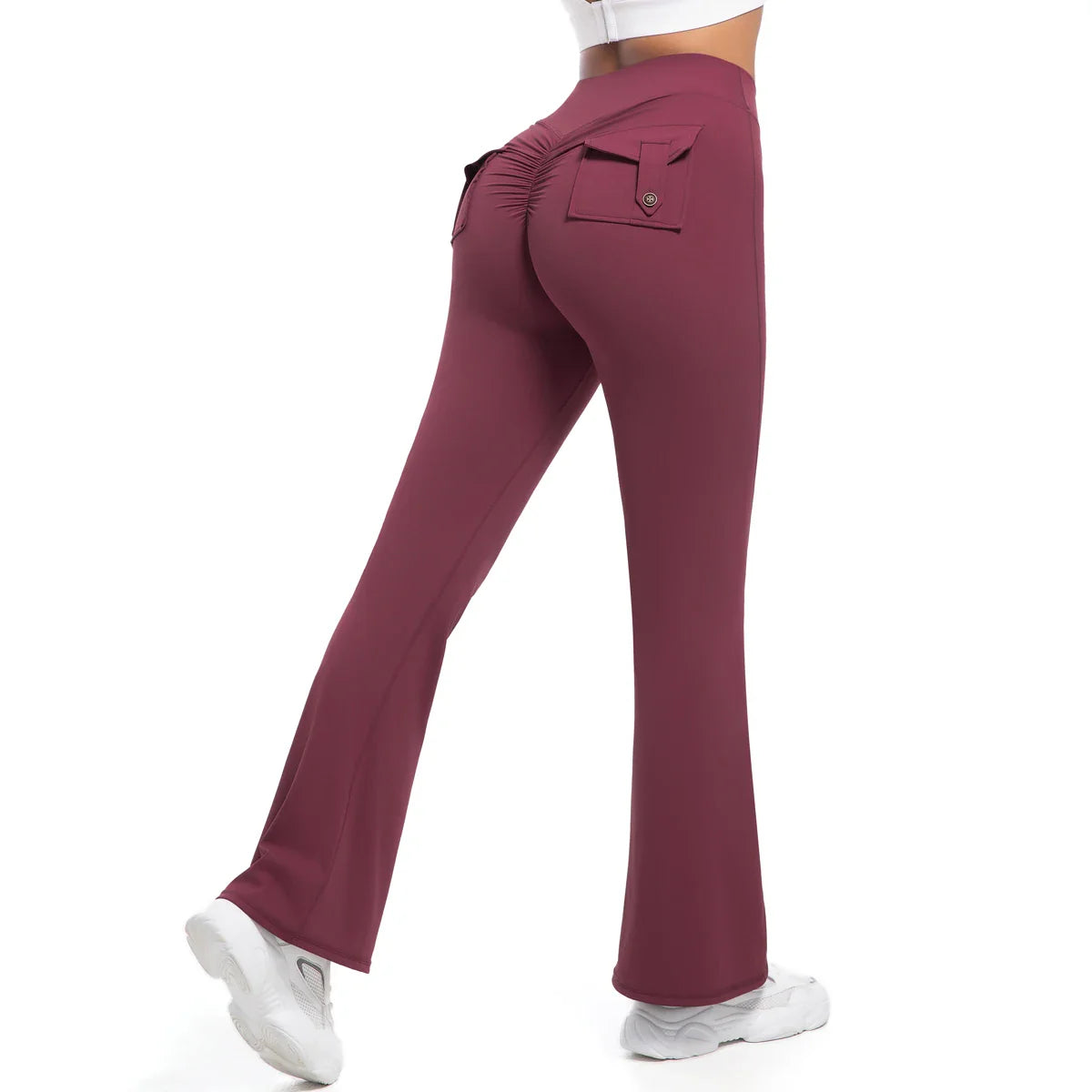 Leggings með víðvaxnum vösum fyrir konur, há mitti, öndunarvænar götustíll