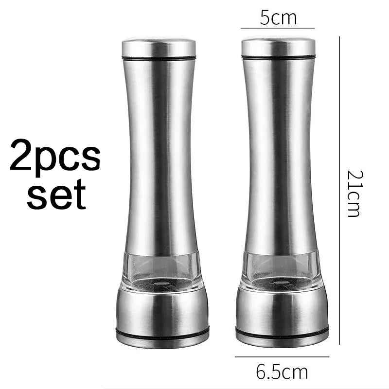 Stainless Steel Mill Glass Body Spice Salt and Pepper Grinder
