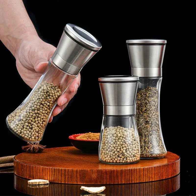 Stainless Steel Mill Glass Body Spice Salt and Pepper Grinder