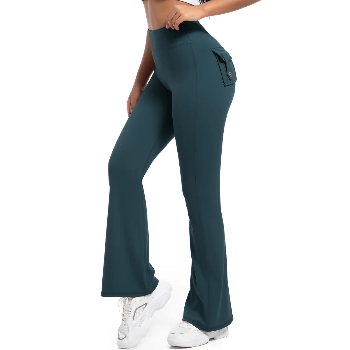 Leggings með víðvaxnum vösum fyrir konur, há mitti, öndunarvænar götustíll