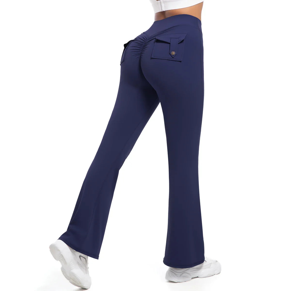 Leggings með víðvaxnum vösum fyrir konur, há mitti, öndunarvænar götustíll