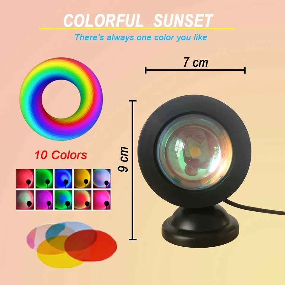 Mini USB Sunset Lamp Led Projector : Light 16 Colors Switch
