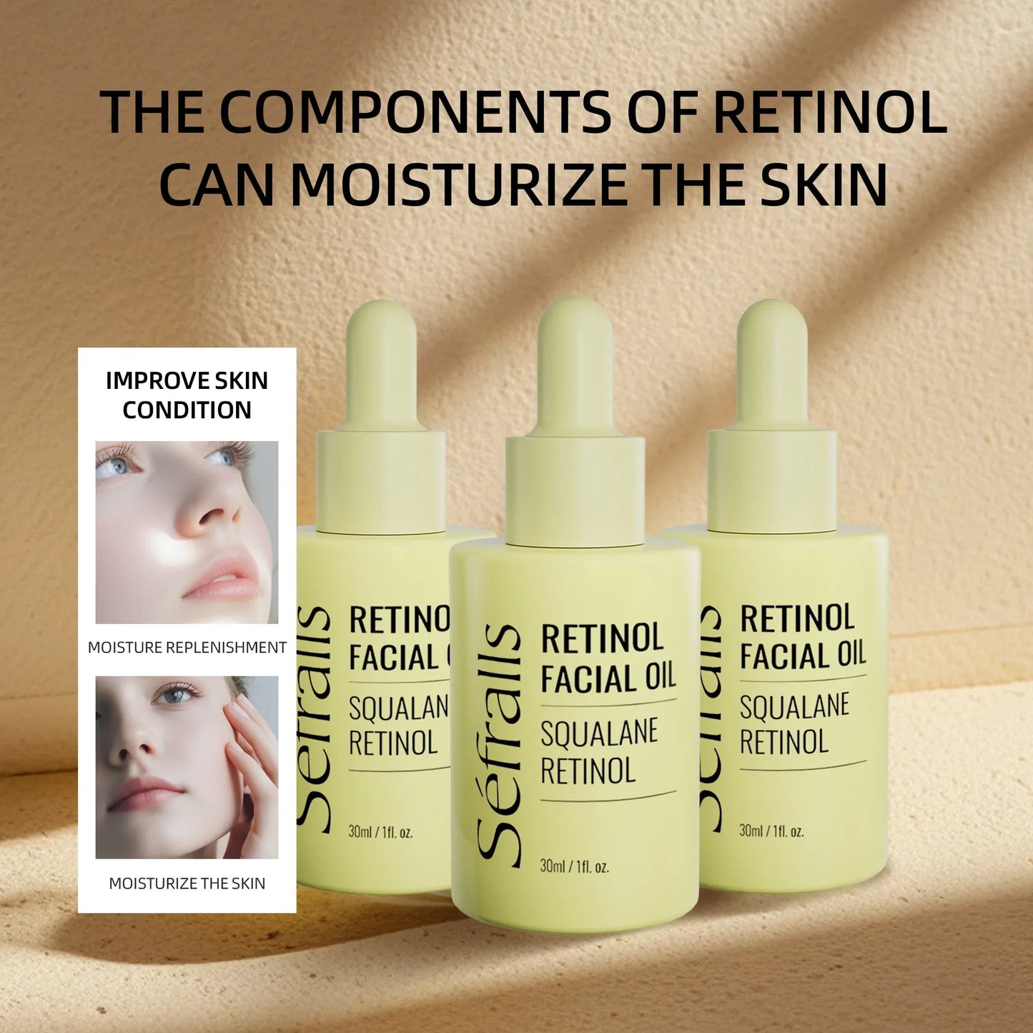 3 stk. Retinol andlitskrem frá Séfralls sem veitir raka og jafnvægi milli olíu og vatns.