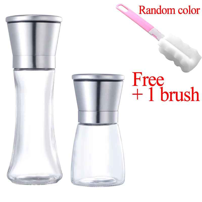 Stainless Steel Mill Glass Body Spice Salt and Pepper Grinder