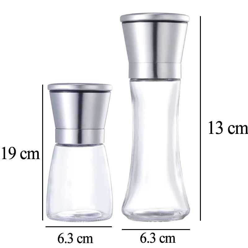 Stainless Steel Mill Glass Body Spice Salt and Pepper Grinder