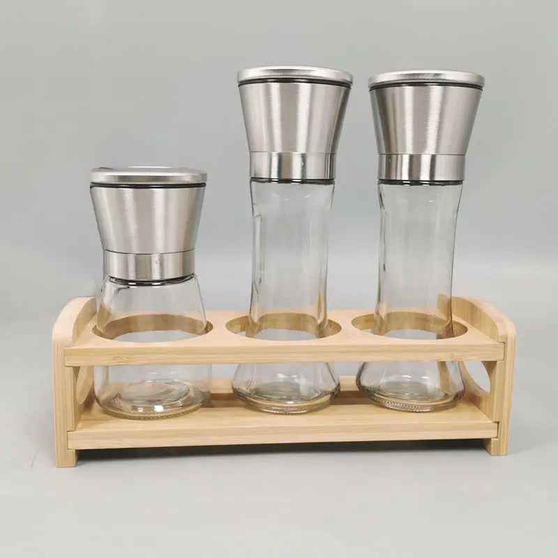 Stainless Steel Mill Glass Body Spice Salt and Pepper Grinder