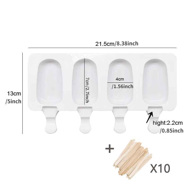 4/ 6 Cell Silicone Ice Cream Popsicle Mold With Handle