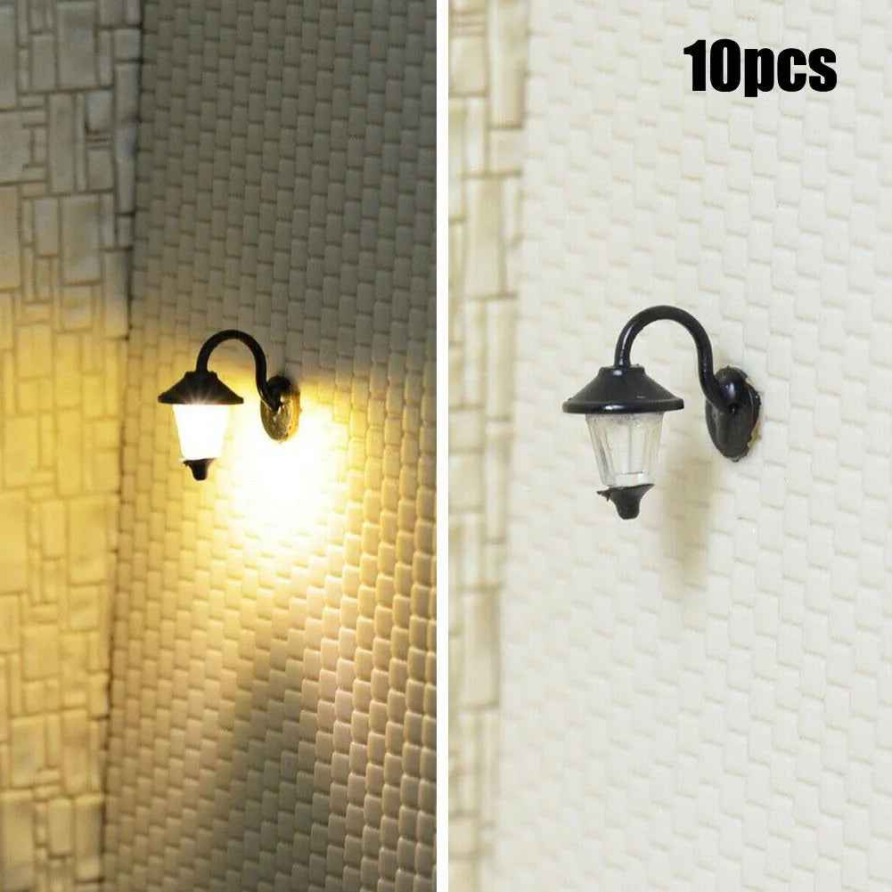 10pcs Wall Lamps LED Street Lamps 1:87 HO