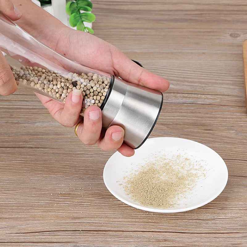 Stainless Steel Mill Glass Body Spice Salt and Pepper Grinder